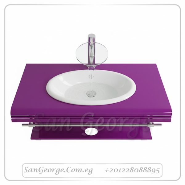 حوض حمام زجاجي 202 موف غامق 80 سم معلقه  من San George Design