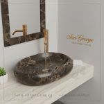 حوض حمام بني رخام قطر 36 سم R3612