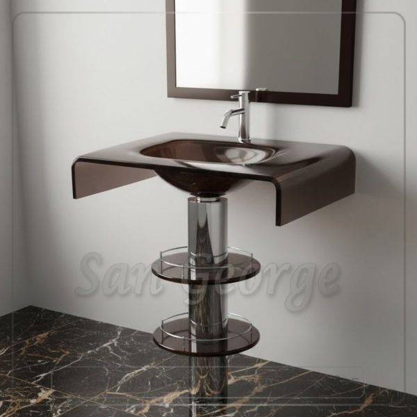 Glass Bathroom Vanity 2209 Brouwn 70 cm by San George Design