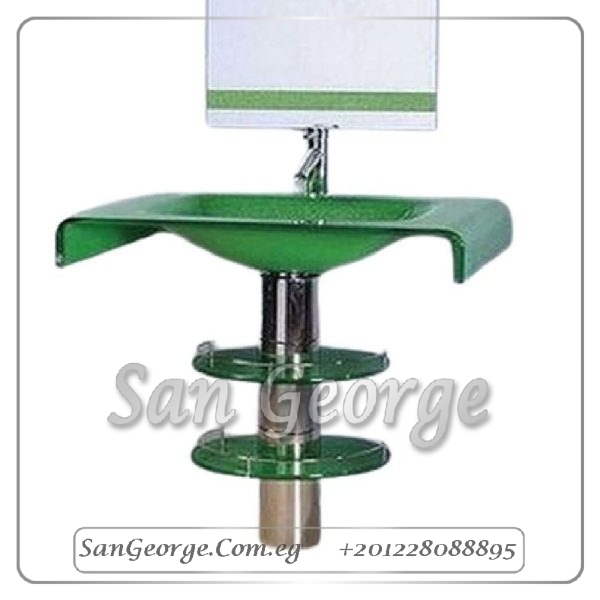 Glass Bathroom Vanity Set 21 Green 100 cm by San George Design