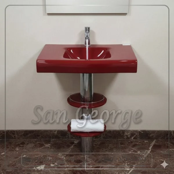 Glass Bathroom Vanity 21 Dark Red 80 cm by San George Design