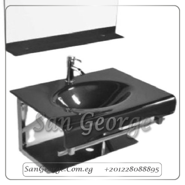 حوض حمام زجاجي 21 اسود 100 سم على الارض من San George Design