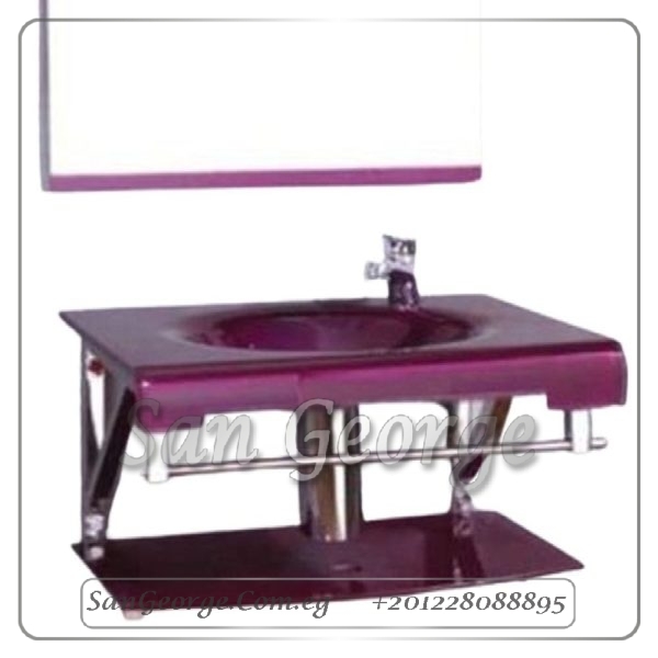 Glass Bathroom Vanity 765 Light Purple 80 cm by San George Design