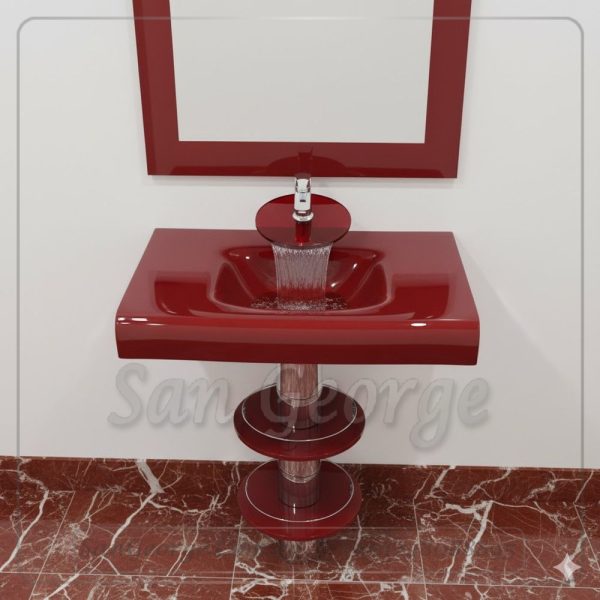 Glass Bathroom Vanity 21 Dark Red 80 cm by San George Design