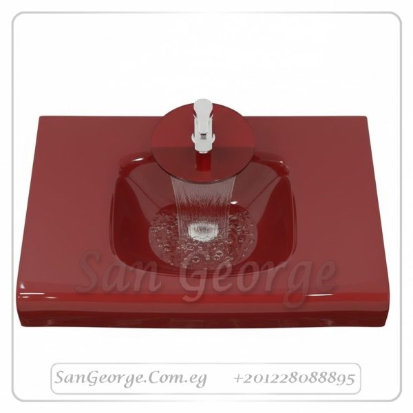 Glass Bathroom Vanity 21 Dark Red 80 cm by San George Design