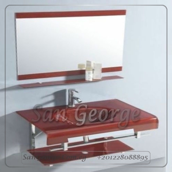 Glass Bathroom Vanity 21 Dark Red 80 cm by San George Design