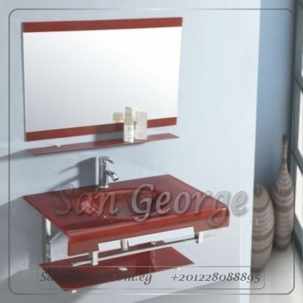 Glass Bathroom Vanity 21 Dark Red 80 cm by San George Design