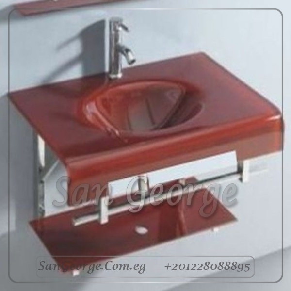 Glass Bathroom Vanity 21 Dark Red 80 cm by San George Design