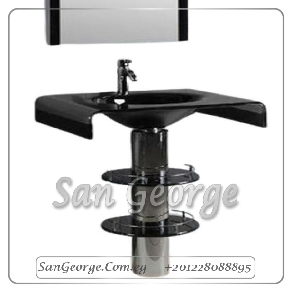 Glass Bathroom Vanity Set 2209 Black 70 cm by San George Design