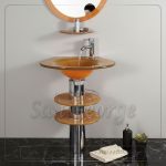 مجموعة حمام زجاج 221 احمر 80 سم على الارض  من San George Design