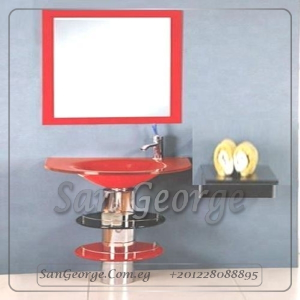 حوض حمام زجاج 221 احمر 60 سم على الارض من San George Design