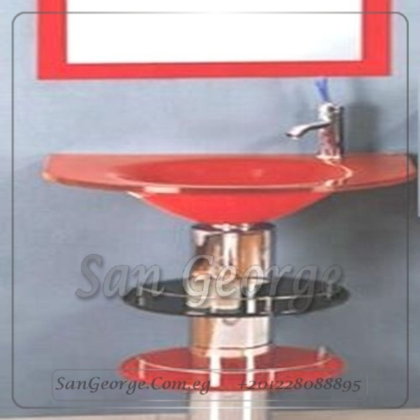 حوض حمام زجاج 221 احمر 60 سم على الارض من San George Design