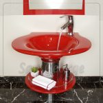حوض حمام زجاج 221 احمر 60 سم على الارض  من San George Design