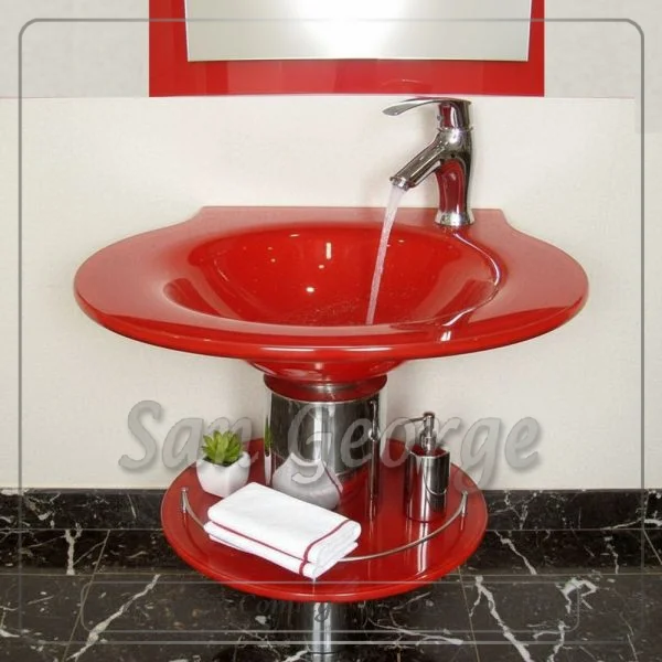 حوض حمام زجاج 221 احمر 60 سم على الارض  من San George Design