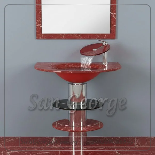 Glass Bathroom Vanity 221 Red 6 60 cm by San George Design