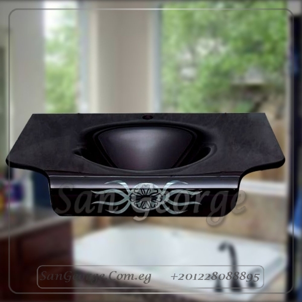 وحده حمام زجاج 235 اسود 80 سم معلقه من San George Design