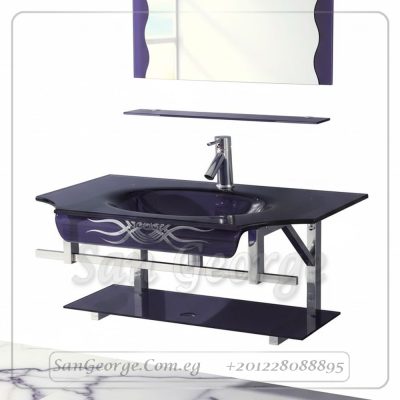 مجموعة حوض زجاج 13 موف غامق 80 سم معلقه  من San George Design