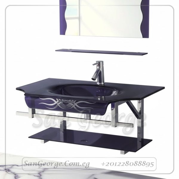 مجموعة حوض زجاج 13 موف غامق 80 سم معلقه  من San George Design