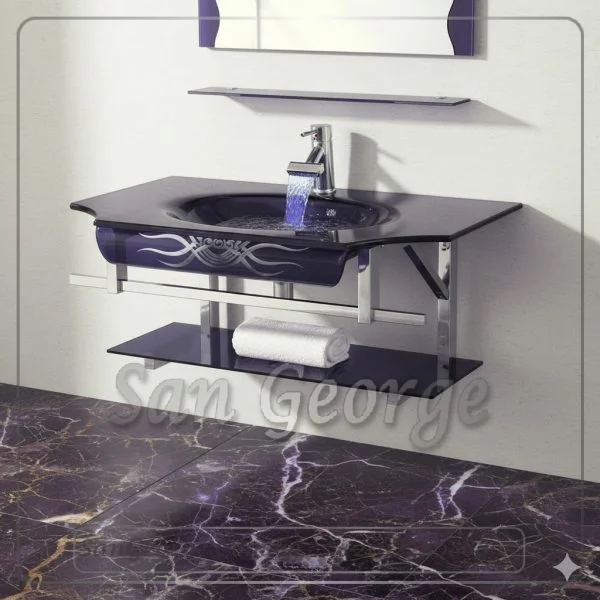 وحده حمام زجاج 235 اسود 80 سم معلقه  من San George Design
