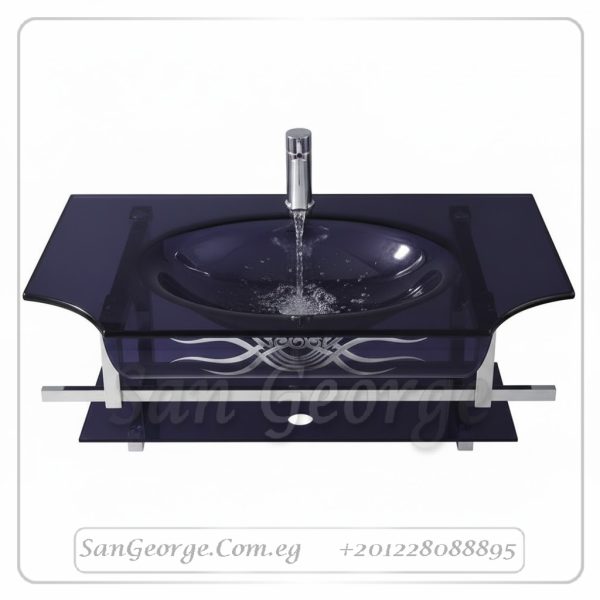 مجموعة حوض زجاج 13 موف غامق 80 سم معلقه  من San George Design