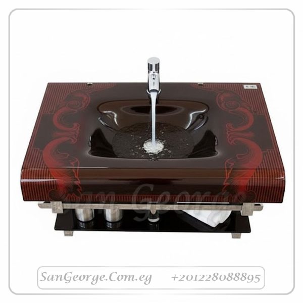 مجموعة حوض زجاج 237 نبيتي × احمر 80 سم معلقه  من San George Design