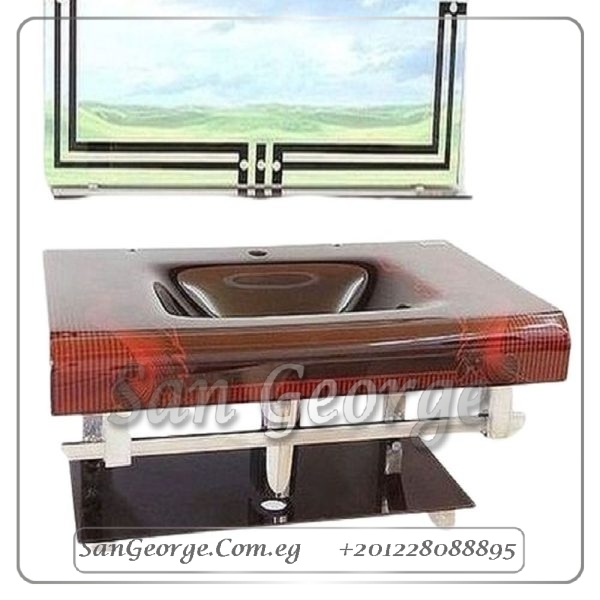 مجموعة حوض زجاج 237 نبيتي × احمر 80 سم معلقه من San George Design