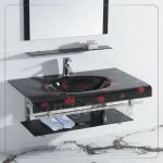 Glass Bathroom Vanity Set 238 Red 80 cm by San George Design