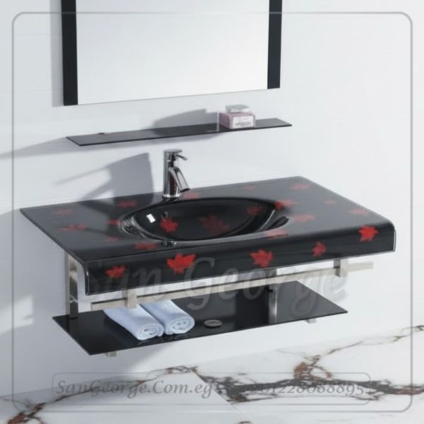 Glass Bathroom Vanity Set 238 Red 80 cm by San George Design