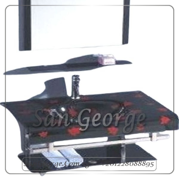 Glass Bathroom Vanity Set 238 Red 80 cm by San George Design