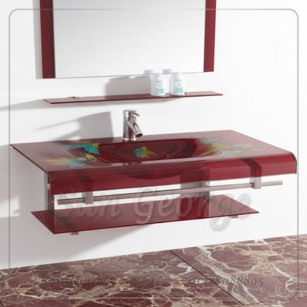 239 وحده حوض حمام احمر زجاج 60 سم معلقه  من San George Design
