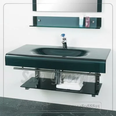 Glass Bathroom Vanity Set 239 Green 80 cm by San George Design