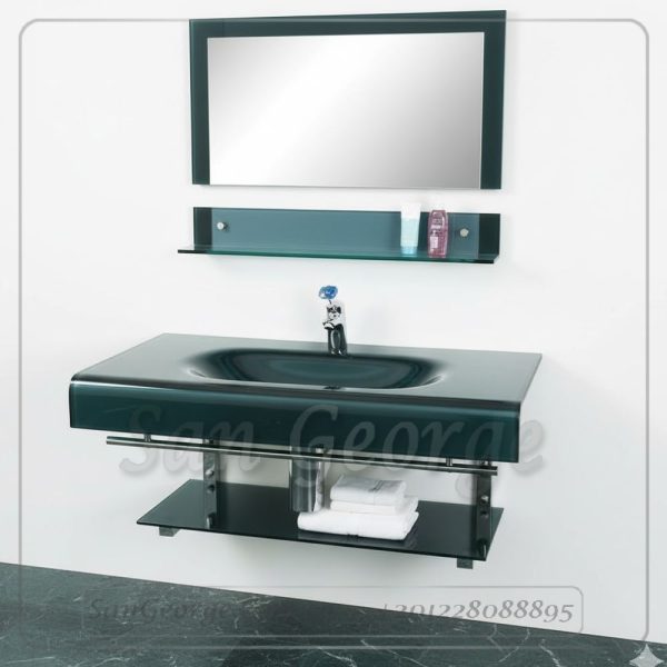 Glass Bathroom Vanity Set 239 Green 80 cm by San George Design