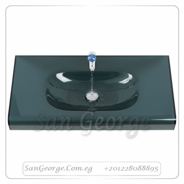 Glass Bathroom Vanity Set 239 Green 80 cm by San George Design