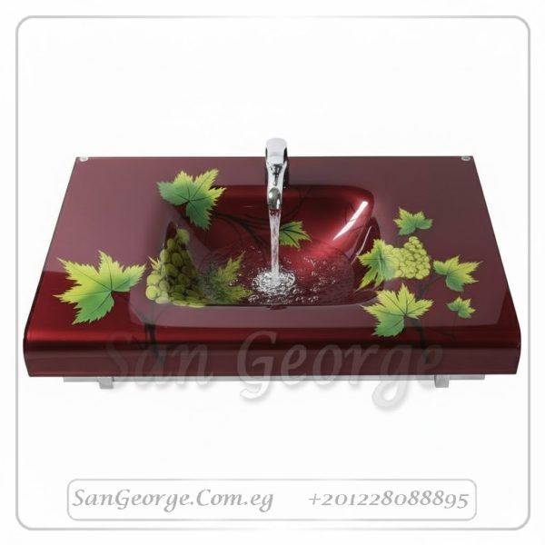 239 وحده حوض حمام احمر زجاج 60 سم معلقه  من San George Design