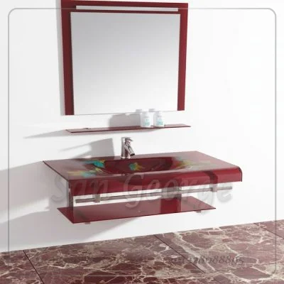 239 وحده حوض حمام احمر زجاج 60 سم معلقه  من San George Design
