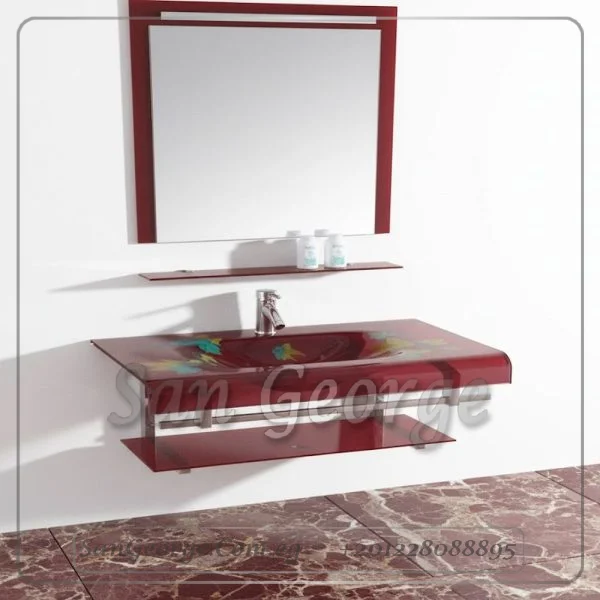 239 وحده حوض حمام احمر زجاج 60 سم معلقه  من San George Design