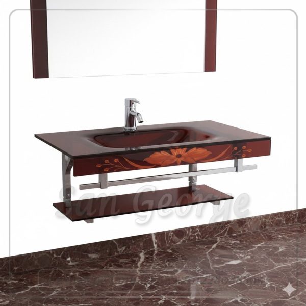 Glass Bathroom Vanity 241 Dark Red 80 cm by San George Design