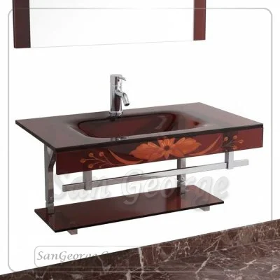 Glass Bathroom Vanity 241 Dark Red 80 cm by San George Design