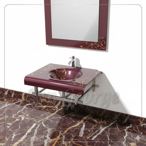 وحده حوض حمام 80 سم لایت موف زجاج San George Design مستورد مع ارفف و مرايا هديه