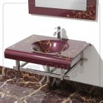 وحده حوض حمام 80 سم لایت موف زجاج San George Design مستورد مع ارفف و مرايا هديه