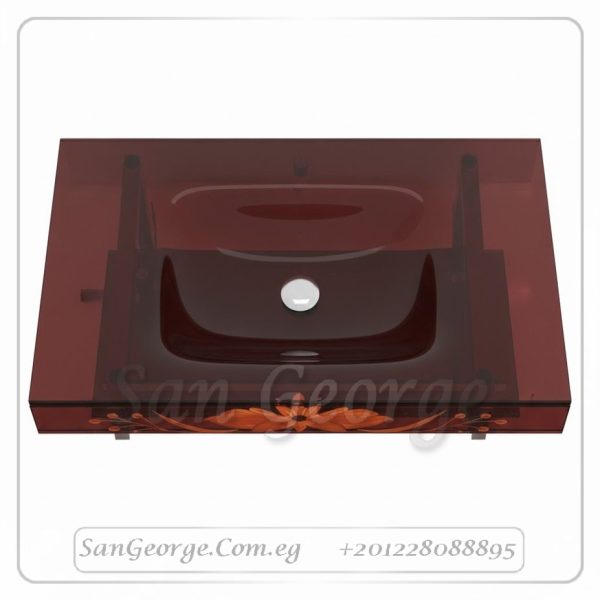 Glass Bathroom Vanity 241 Dark Red 80 cm by San George Design
