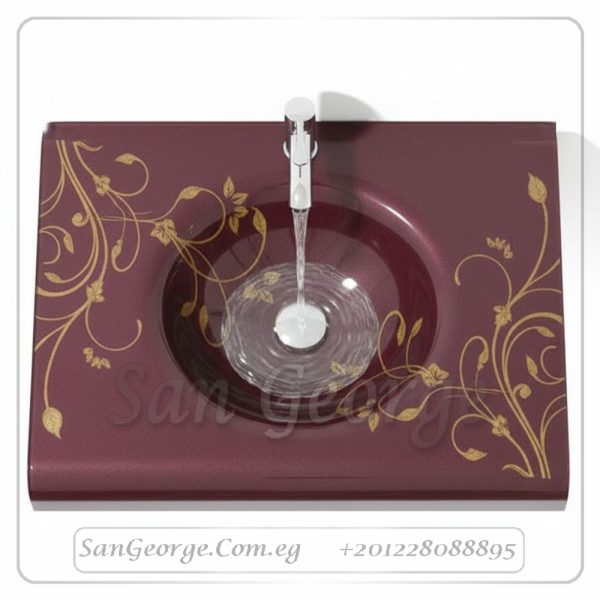 وحده حوض حمام 80 سم لایت موف زجاج San George Design مستورد مع ارفف و مرايا هديه
