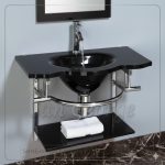 مجموعة حمام زجاج 348 زيتي 80 سم معلقه  من San George Design