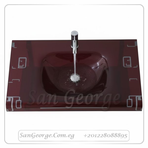 وحده حوض حمام 80 سم نبیتي زجاج San George Design مستورد مع ارفف و مرايا هديه