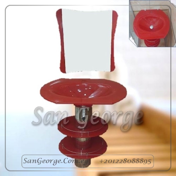 مجموعة حمام زجاج 295 أحمر 60 سم على الارض من San George Design