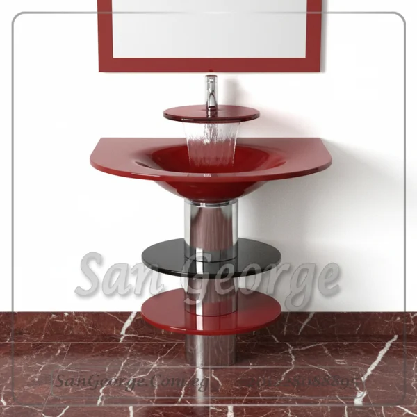 Glass Basin Set 295 Darck Red 60 cm by San George Design