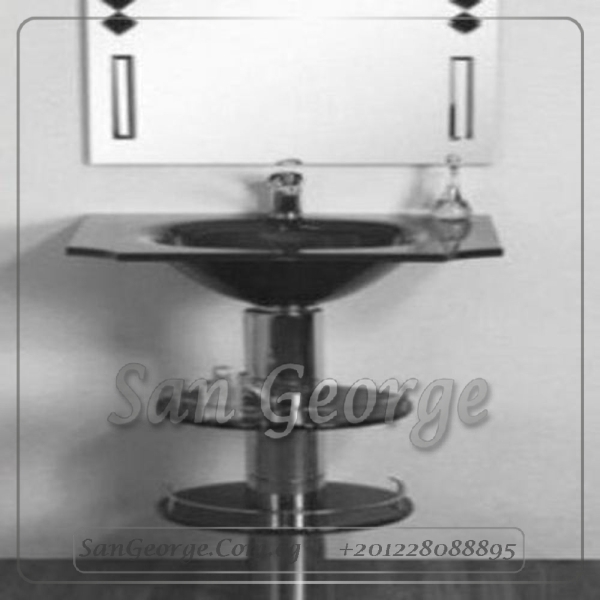 حوض حمام زجاج 295 اسود 60 سم على الارض من San George Design