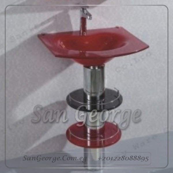Glass Basin Set 295 Darck Red 60 cm by San George Design