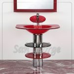 مجموعة حمام زجاج 295 أحمر 60 سم على الارض  من San George Design