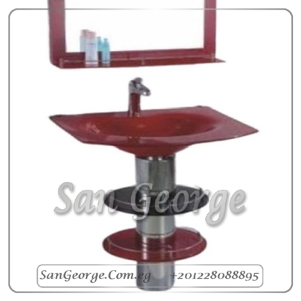 Glass Basin Set 295 Darck Red 60 cm by San George Design